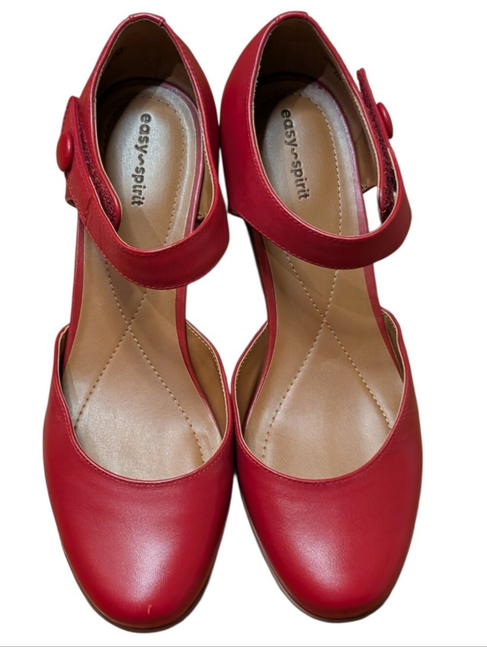 Easy Spirit Clarice Red Leather Mary Jane Pumps size 10M supportive comfort walk